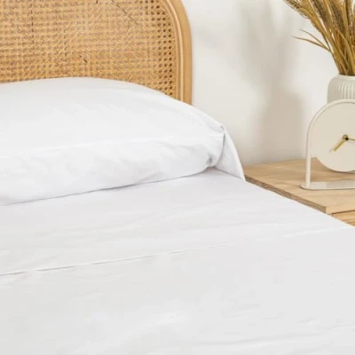 Image de TRAMAS+ Drap Simple 90x200, 100% Coton, Linge de lit, et 1 taie d&#039;oreiller, Standard 100 by Oeko TEX Certified Blanc
