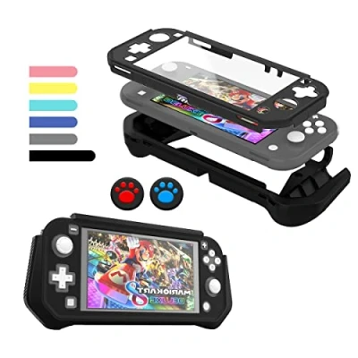 Image de FIWWAT Coque Switch Lite, Housse de Protection pour Nintendo Lite avec écran PC intégré + 2 Capuchons Le Pouce, Noir