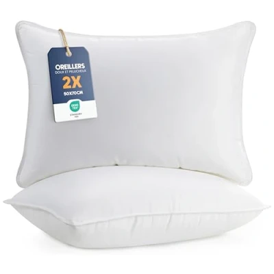 Image de Utopia Bedding Pillow (Lot de 2), 50 x 70 cm, Oreiller Sommeil, Coussin Respirant et Doux (Blanc)
