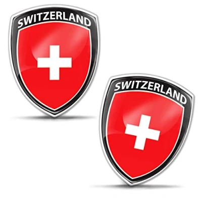 Image de Biomar Labs® 2 x 3D Flexibles Autocollant Badge Stickers Drapeau National Suisse Switzerland Swiss Emblème Voiture Auto Moto F 155