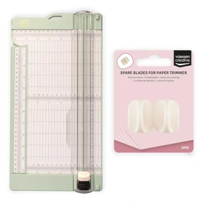 Image de Vaessen Creative Coupe papier 2 en 1 Avec planche pliante Vert menthe 15,2 x 30,5 cm Pour scrapbooking, fabrication de cartes et projets lames rechange Conçu toute