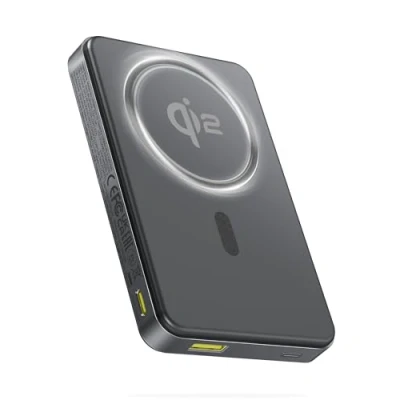 Image de Baseus Qi2 Magsafe Powerbank 10 000 mAh Batterie Externe magnétique sans Fil PD 22,5 W Charge Rapide pour iPhone 16/15/14/13, Mini USB C, Petite mais puissante, Noire
