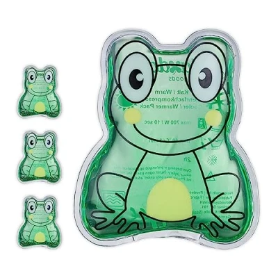 Image de Relaxdays Poches de Gel pour Enfants, Lot 4, compresses à Effet Froid ou Chaud, Remplissage Gel, réutilisables, Vert