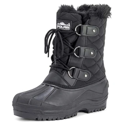 Image de Polarr Femmes Short Neige Hiver Tactique Imperméable Promeneur Mi Mollet En Marchant Bottes Noir UK4/EU37 YC0363