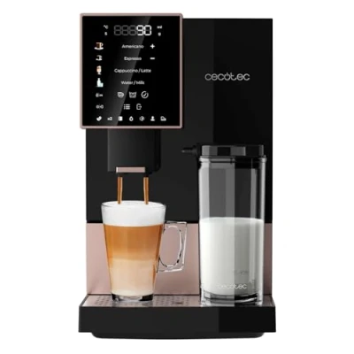 Image de Cecotec Machine a Cafe Grain Cremmaet Compactccino Black Rose.19 barres,Thermoblock, Grains de café fraîchement moulus avec Plug&amp;Play,Réservoir 150gr moulin, 1,1 L d&#039;eau,400ml lait