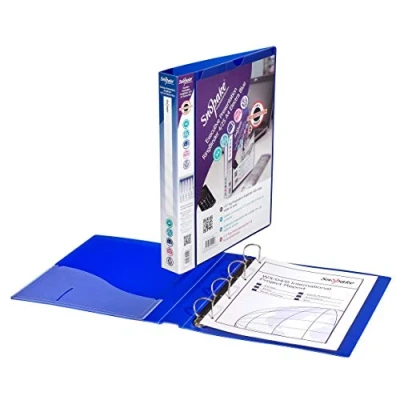 Image de Snopake Réf 13387 Classeur en polypropylène 4 anneaux 25 mm Bleu A4 Lot de 10
