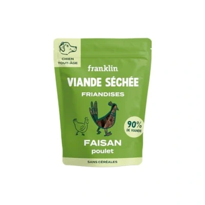 Image de Franklin Friandises pour Chien Viande Séchée à Mâcher Riche en Faisan et Poulet sans Céréales 100g