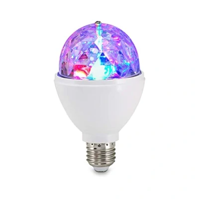 Image de Briloner Lights 0528 003 Lampe de fête LED, effets d&#039;éclairage disco, autorotative, à changement couleur, ampoule, 3 W, pour toutes les lampes avec douille E27, plastique, 7,3 x 12,9 cm, blanc