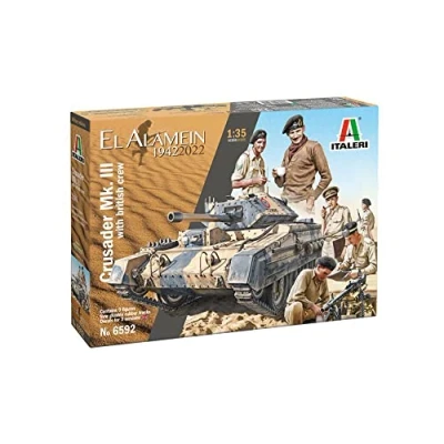 Image de ITALERI 6592 Crusader MK.II with British Crew El Alamein 1942 2022, Échelle 1:35, Model Kit, Modèle en plastique à monter, Modélisme, Multicolore, IT6592