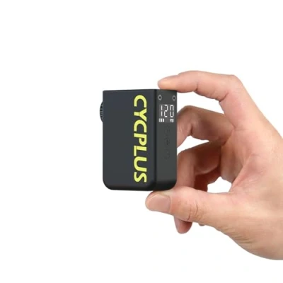 Image de CYCPLUS Mini Pompe à Vélo avec Manomètre, Électrique Compacte 120 PSI, Arrêt Automatique, Valves Presta et Schrader pour VAE, VTT de Route AS2 Ultra (87g)