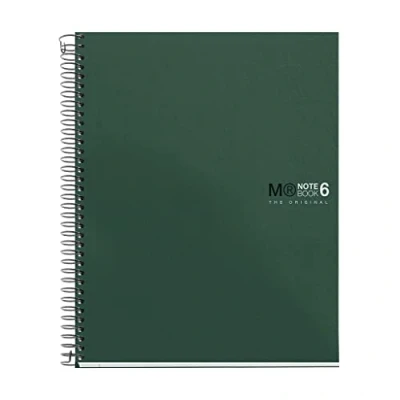 Image de Miquelrius Carnet L&#039;Original, 6 Bandes Couleurs, A5, 150 Feuilles Quadrillées 5mm, Papier Microperforé 70g, 2 Trous, Couverture Polypropylène Opaque, Vert