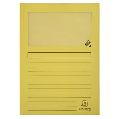 Image de Exacompta Réf. 50259E Paquet de 25 chemises à fenêtre sans plastique Forever® 120 g/m² couleurs vives 100% recyclées et certifiées Ange Bleu dimensions 22 x 31 cm pour A4 couleur jaune