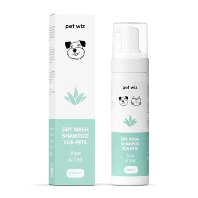 Image de pet wiz Shampooing de Lavage à Sec pour Animaux Compagnie Apaisant et Désodorisant, Ingrédients Naturels, Séchage Rapide sans Rinçage (Aloe &amp; Avoine)