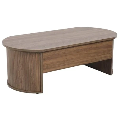 Image de Table Basse Ovale avec Plateau relevable Effet Bois foncé