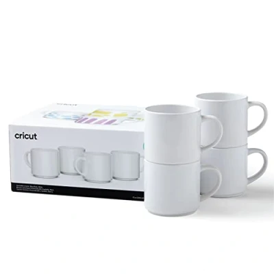 Image de Cricut tasses vierges empilables Blanc 300 ml 4 à sublimation d&#039;encre infusible pour une utilisation l&#039;encre infusible, 2009392