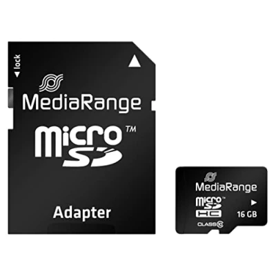Image de Carte mémoire MEDIARANGE MR958 16 Go MicroSDHC Classe 10 Noir
