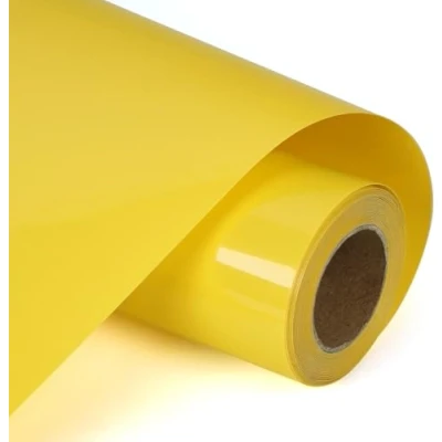 Image de 10 Ft Rouleau Vinyle Thermocollant Jaune pour Cricut Maker, Silhouette Cameo 30,5 x 300cm Flex vêtements, bonnets, pantalons, autres tissus, Facile à Couper et Désherber