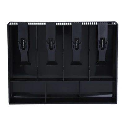 Image de Tiroir caissier Registre Insertion Plateau Remplacement Plastique(4 compartiments pour Factures, 3 Monnaies) Boîte de rangement l&#039;argent 12,6 x 9,6 1,4inch(Noir)
