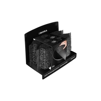 Image de BORA Lot de 2 éponges nettoyage pour poêles, casseroles et plaques cuisson, passent au lave vaisselle, noir