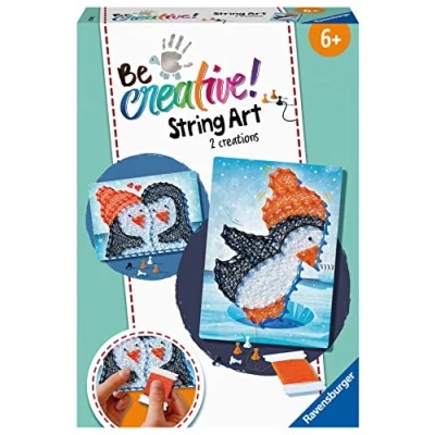 Image de Ravensburger Be Creative String Art Midi Penguin Pingouin Tableau en fil tendu Création objets Loisir créatif Activité détente et créative Dès 6 ans 18244