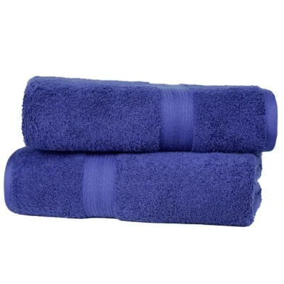 Image de Amazon Basics 2 Serviette de bain, Draps bain 100 % coton AB résistant à la décoloration, bleu royal, 140 x 70 cm