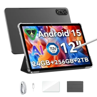 Image de Blackview MEGA2 Tablette Tactile 12 Pouces 2K, Android 15 avec 24Go RAM+256Go ROM, Octa Core, 8+16MP, 9000mAh, Widevine L1, 4G LTE/WiFi 6/GMS/GPS/Face ID