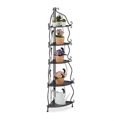 Image de Relaxdays Étagère verticale à 5 rayons, non fixe, pliable, design vintage, HLP : 136 x 30 cm, noire