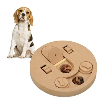 Image de Relaxdays Jouet d’Intelligence pour Votre Chien, Accessoire dans lequel Cacher des friandises, en MDF, Nature