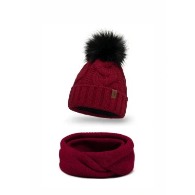 Image de Vivisence 7014 Beanie AND LOOP Scarf SET Écharpe tube, Femme, Taille: One Size, Maroon
