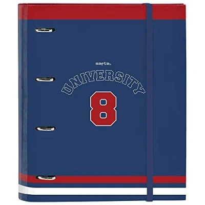 Image de Reliure à anneaux Safta University A4 Rouge Blue marine Polyester 600D 27 x 32 3.5 cm