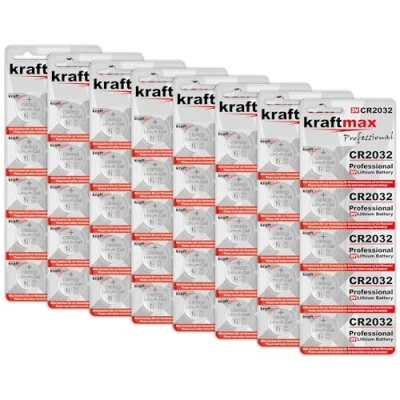 Image de kraftmax Lot de 40 piles au lithium CR2032, haute performance, pour les applications professionnelles