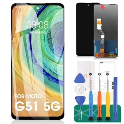 Image de SRJTEK pour Motorola Moto G51 5G Ecran LCD de Remplacement XT2171 2 Assemblage Numériseur Tactile Kits Réparation (Noir, sans Cadre)