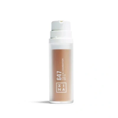 Image de 3INA MAKEUP The 3 in 1 Foundation 647 Fond de Teint Or moyen avec Sous Teinte Neutre Primer Anti Cernes et SPF 15 Vitamine C Vegan Cruelty Free