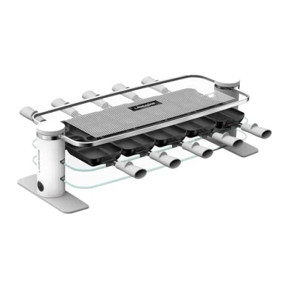 Image de LAGRANGE Appareil à raclette 10 personnes, 1200 W, Plateaux verre, plateau supérieur démontable pour nettoyage simplifié, Repose poêlons intégré, Design épuré, Bouton marche/arrêt, 079901