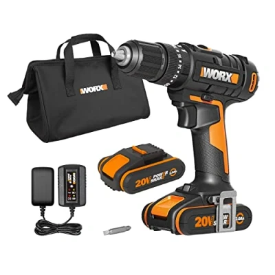 Image de WORX Perceuse visseuse à percussion sans fil 20V 50Nm ⌀13mm WX370.1 (Livrée avec 2 batteries 2Ah)