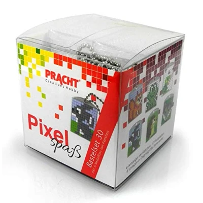 Image de Pracht Creatives Hobby Pixel P90068 63501 Kit de bricolage amusant 30 pour enfants, système d&#039;assemblage simple avec des petites pierres en bioplastique créer 6 porte clés (médaillons)