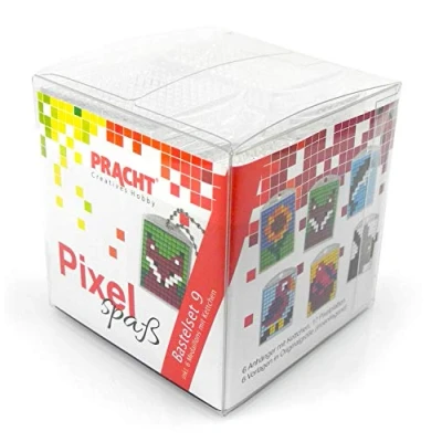 Image de Pracht Creatives Hobby Pixel P90016 63501 Kit de bricolage amusant 9 pour enfants, système d&#039;assemblage simple avec des petites pierres en bioplastique créer 6 porte clés (médaillons)