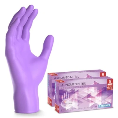 Image de ARNOMED gants jetables violet, nitrile taille S, gant jetable 200 pièces (2 boîtes), en non poudrés &amp; sans latex, cuisine, a usage unique XS, M, L XL