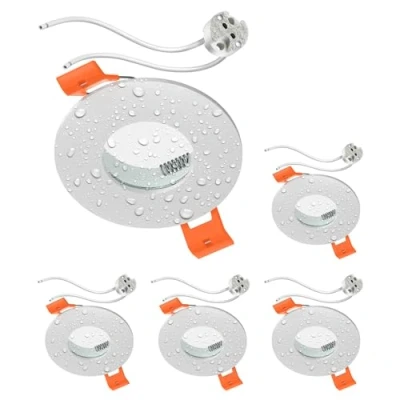 Image de ledscom.de 5 cadres d&#039;encastrement au plafond pour salle de bain ERID, pièce humide, bain, IP44, rond, blanc mat, douille GU5.3 incluse