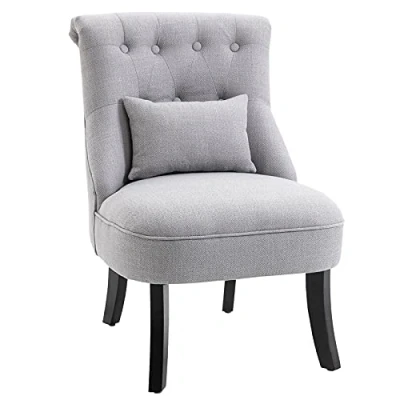 Image de HOMCOM Fauteuil Relax avec Coussin de Dossier, Fauteuil, TV, Pieds surélevés, Lin, Gris, 52,5 x 69 77 cm