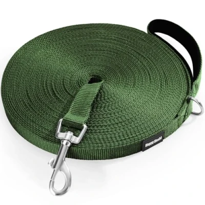 Image de HAPPY HACHI Laisse de Dressage pour Chien (15m Vert) Longue Sangle en Nylon Mains Libre Chiens Chats Animal Compagnie Promenade Arrimage Jogging