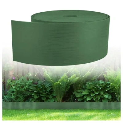 Image de GARDENIX Bordure de pelouse Flexible Aspect Bois en Plastique Longueur : 10 m Hauteur 8 cm Vert