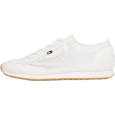 Image de Tommy Hilfiger Baskets de Running Femme Low Profile en Maille, Blanc (Ecru), 38