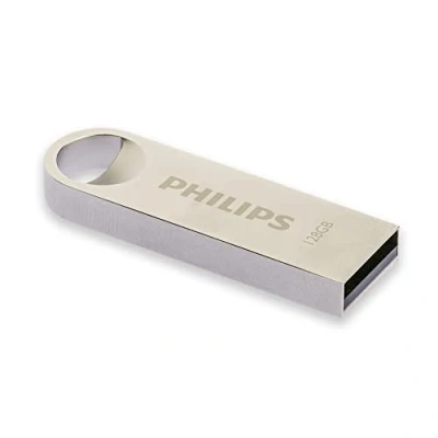 Image de Philips Moon Édition High Speed clé USB 2.0 128 Go pour PC, Ordinateur Portable, Stockage de données informatiques, Vitesse Lecture jusqu&#039;à 20 Mo/s, Aluminium, Porte
