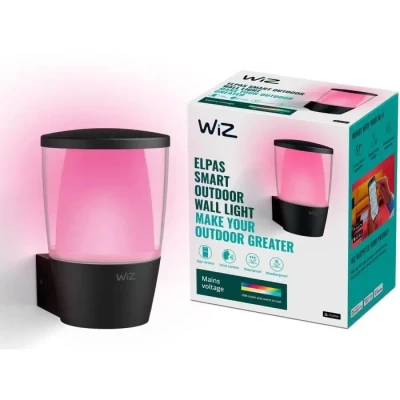 Image de WiZ, applique murale extérieure Wi Fi, couleur, IP44, fonctionne avec Alexa, Google Assistant et Apple HomeKit, noire