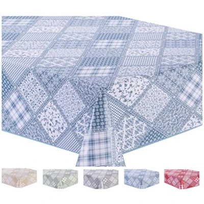 Image de Home Direct Nappe Toile cirée PVC Rectangulaire 140 x 180 cm Bleu Gris