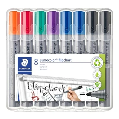 Image de Staedtler Lumocolor 356 Marqueur à Carreaux Pointe,Lot de 8 marqueurs Largeur Ligne 2 mm Idéal pour les Blocs Couleurs Intenses Sans Odeur ,Fabriqué en Allemagne WP8X