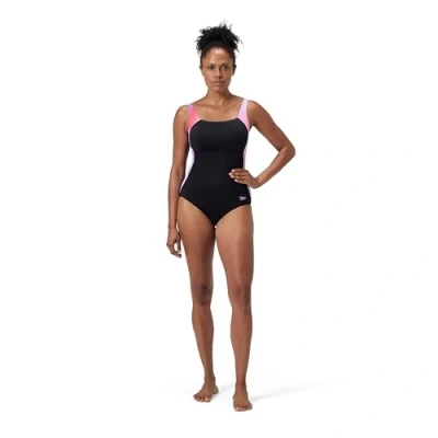 Image de Speedo Womens Shaping Lunalustre Printed Piece Maillot de bain, Femme, Taille: 40, Neon violet