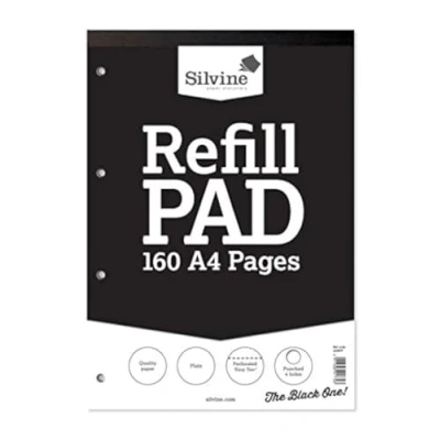 Image de Silvine A4RPP Bloc de 160 Pages reliées et perforées 4 trous blanches unies A4