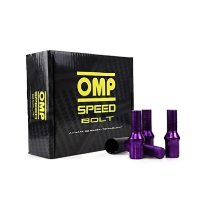 Image de OMP SPEED Set 20 boulons de roue avec métrique M12X1.25 17/19 Clé filetée longue 27MM Couleur Violet et Matériau DIN 10.9
